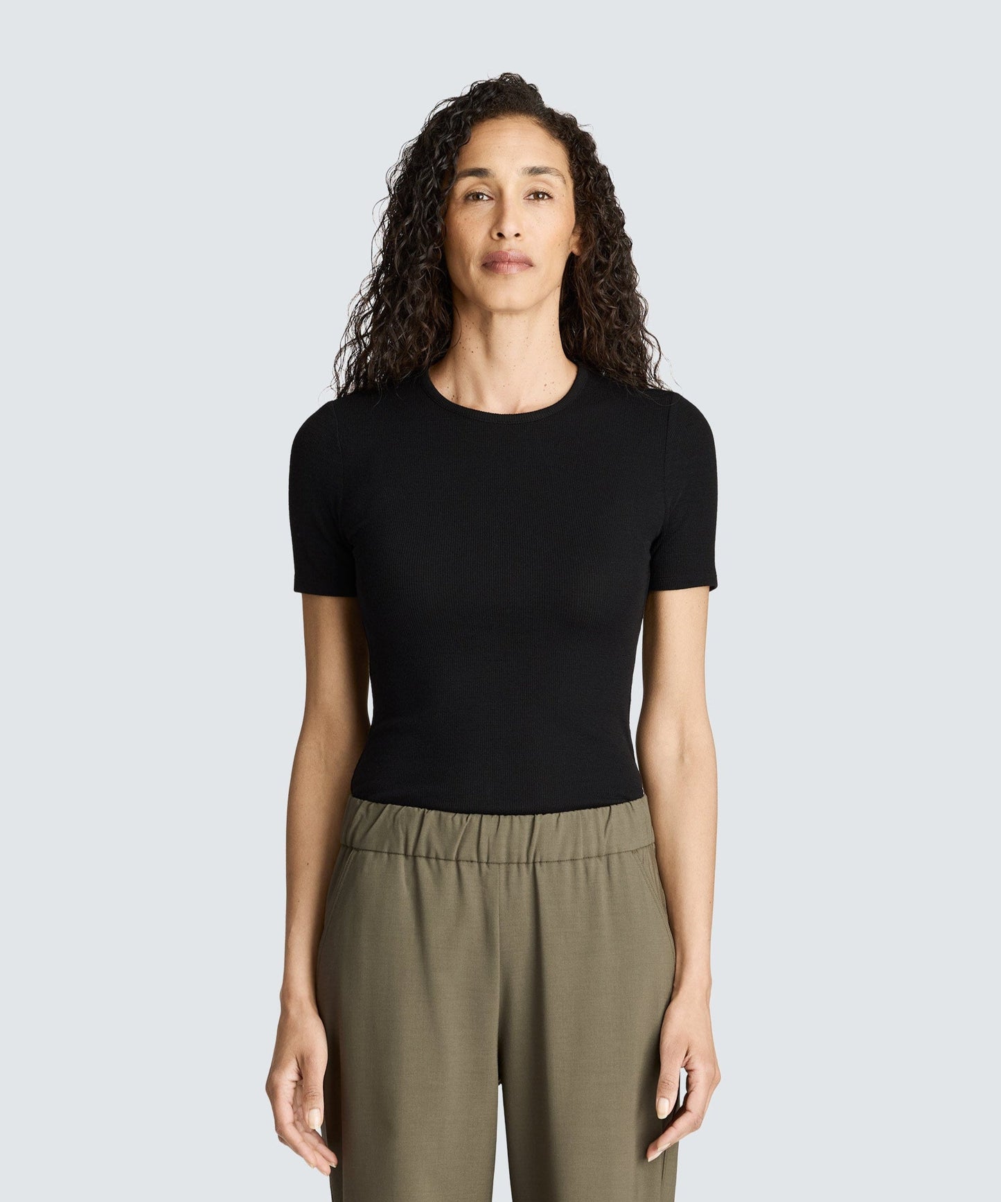 Women's Rib Fitted Crew Neck T-Shirt