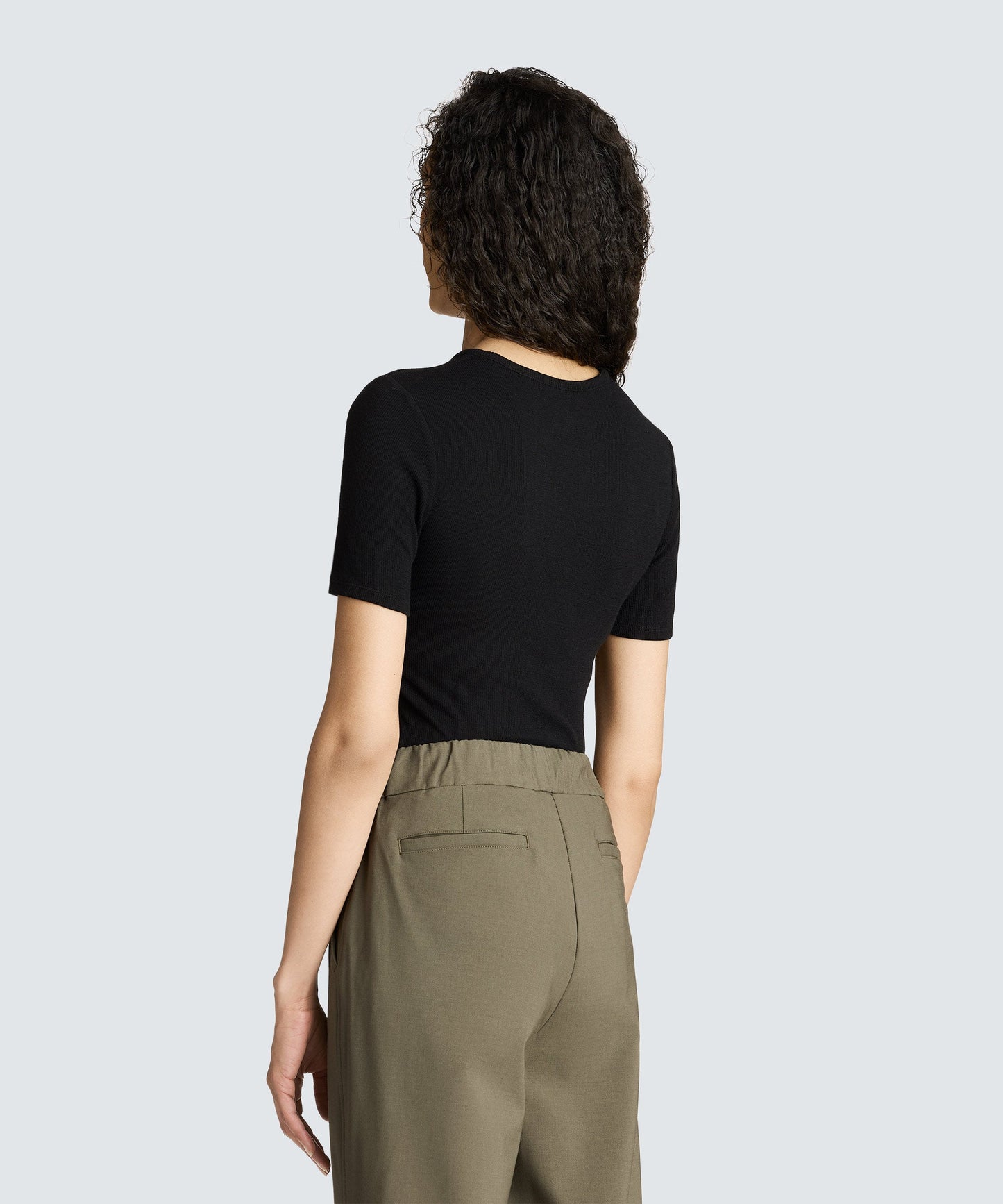 Women's Rib Fitted Crew Neck T-Shirt