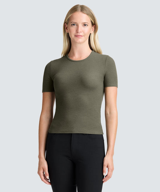 Women's Rib Fitted Crew Neck T-Shirt