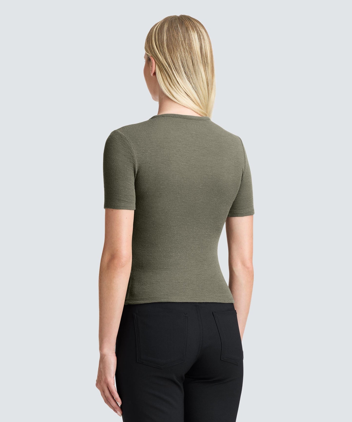 Women's Rib Fitted Crew Neck T-Shirt