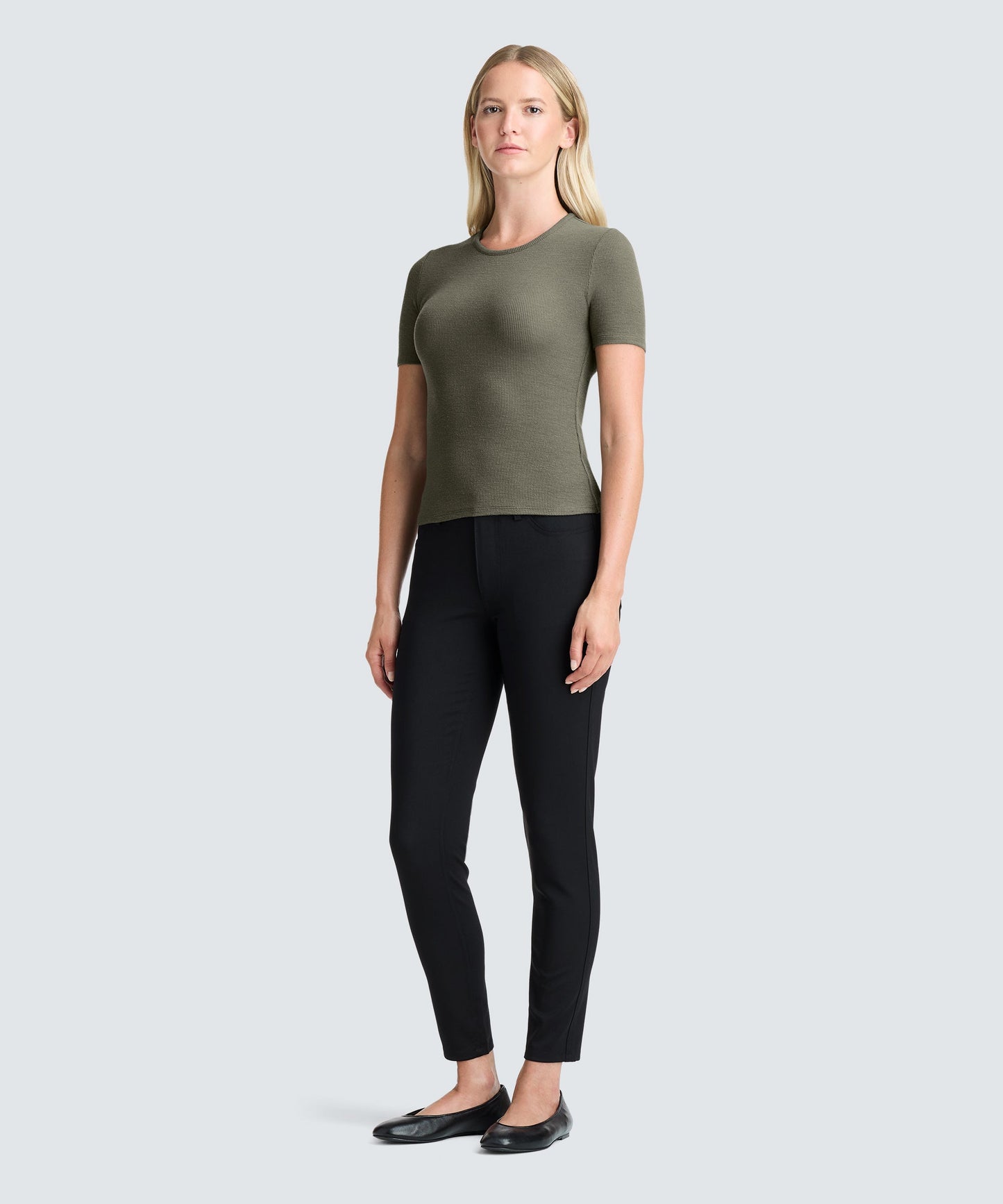 Women's Rib Fitted Crew Neck T-Shirt