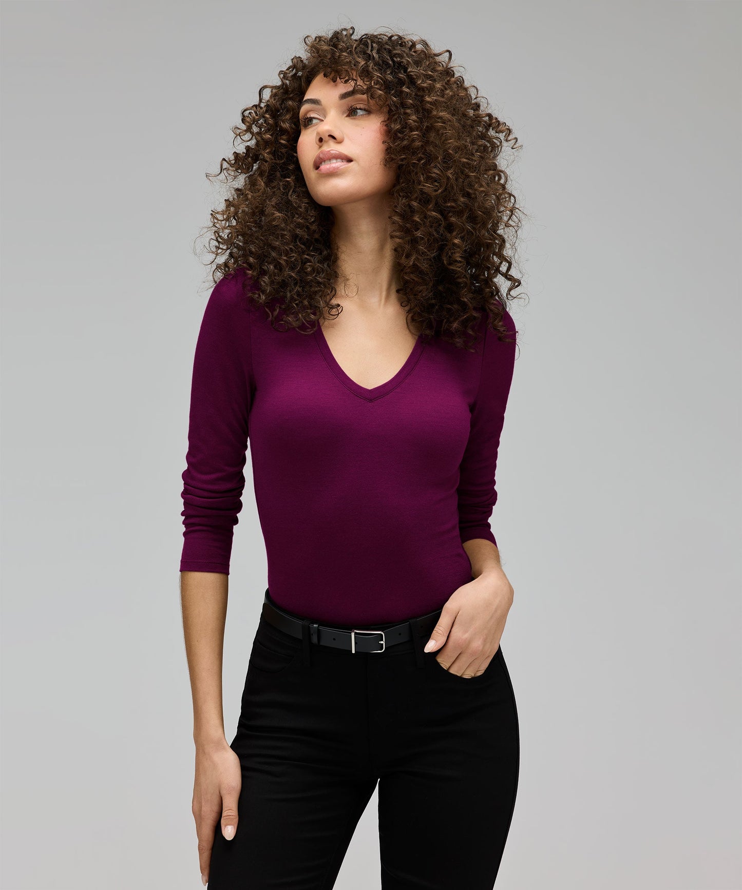 Women's Slim Merino Long Sleeve V-Neck