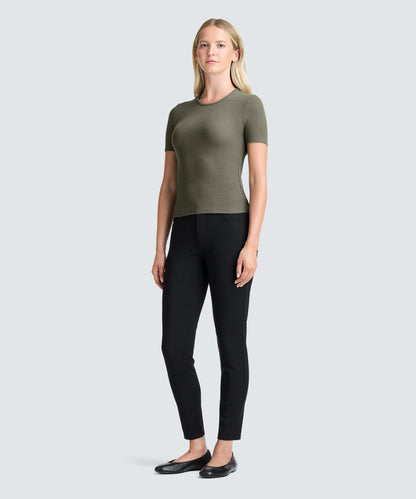 Women's Rib Fitted Crew Neck T-Shirt
