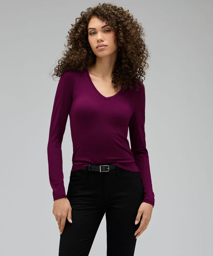 Women's Slim Merino Long Sleeve V-Neck
